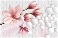 Fotobehang - Prachtige Magnolia, 3D look, te koop in 11 maten, Premium Print, incl behanglijm - thumbnail