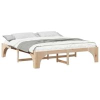 Bedframe met opslag Bruin 200 x 200 cm Massief grenenhout - thumbnail