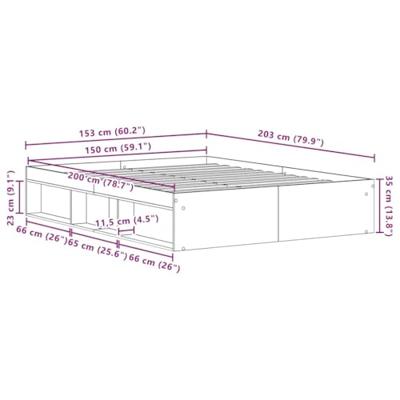 Bedframe zonder matras 150x200 cm bewerkt hout oud hout