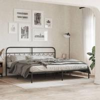 Bedframe met hoofdbord metaal zwart 200x200 cm - thumbnail