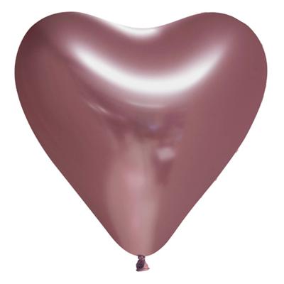 Hartjesballonnen Chrome Rosegoud 30cm (6st)