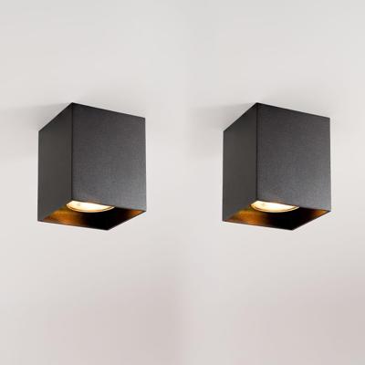 2x Astra nero by LUSENZ - Kubusvormige opbouwspot in volledig matzwart design met enkele lichtbron