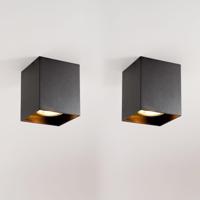 2x Astra nero by LUSENZ - Kubusvormige opbouwspot in volledig matzwart design met enkele lichtbron - thumbnail