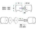 Knoppaar glasdeur STAR ø50mm rvs mat - thumbnail