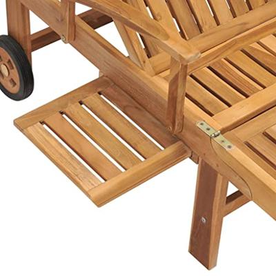 Ligbed met tafel massief teakhout - thumbnail