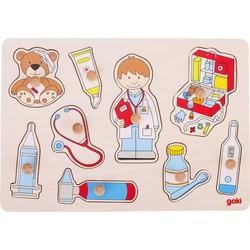 Goki houten noppenpuzzel - bij de dokter