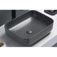 Waskom Sanilux Minerva Color Line 50x39x13 cm Inclusief Click Waste Mat Antraciet - thumbnail