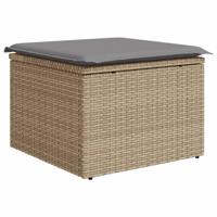10-delige Loungeset met kussens poly rattan gemengd beige - thumbnail