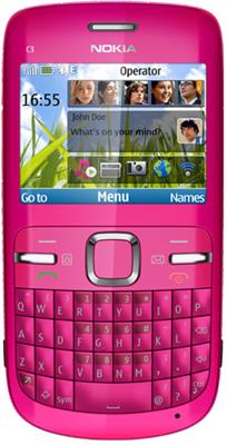 Nokia C3-00 Smartphone (6,1 cm (2,4 inch) display, Bluetooth, 2 megapixel camera, QWERTZ-toetsenbord) roze