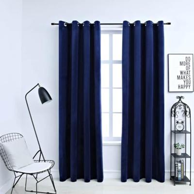 VidaXL Gordijn verduisterend met ringen 2 st 140x175 cm fluweel blauw VidaXL Gordijn verduisterend met ringen 2 st 140x175 cm fluweel blauw
