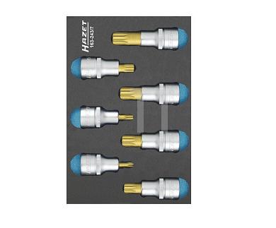 Hazet 163-243/7 Veeltand (XZN) Dopsleutel-bitinzetset 7-delig 1/2 (12.5 mm)