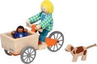 Goki poppenhuis houten bakfiets met kind en hond - thumbnail
