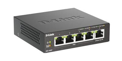 D-Link DGS-1005P/E 5-poorts PoE+ switch Gigabit 4 PoE+ poorten 60W