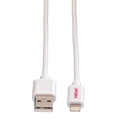 ROLINE 8pin naar USB 2.0 kabel voor iPhone, iPod, iPad, wit, 1 m