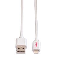 ROLINE 8pin naar USB 2.0 kabel voor iPhone, iPod, iPad, wit, 1 m - thumbnail