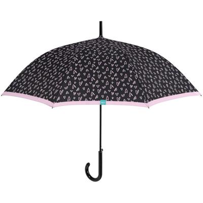 paraplu hartjesprint dames 102 cm microvezel zwart paraplu hartjesprint dames 102 cm microvezel zwart