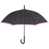 paraplu hartjesprint dames 102 cm microvezel zwart - thumbnail