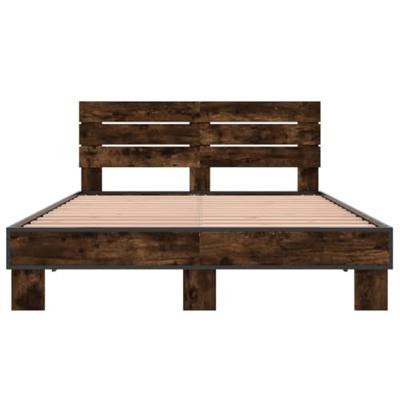 Bedframe bewerkt hout metaal gerookt eikenkleurig 120x200 cm