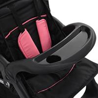 VidaXL Kinderwagen dubbel staal roze en zwart - thumbnail
