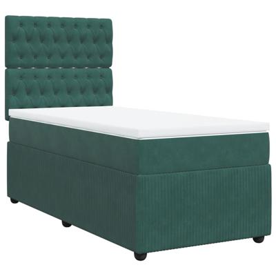 Boxspring met matras fluweel donkergroen 120x200 cm - thumbnail