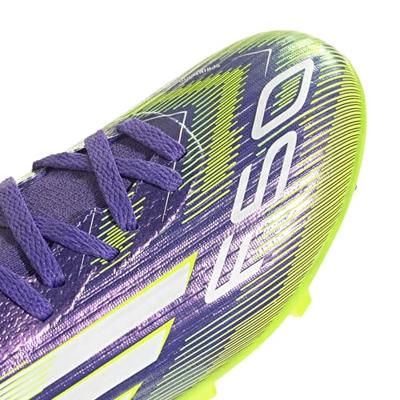 adidas F50 League Mid Gras / Kunstgras Voetbalschoenen (MG) Kids Paars Wit Neongeel