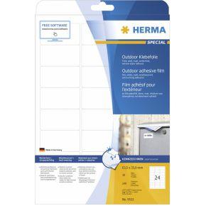 Herma 9532 Folie-etiketten 63.5 x 33.9 mm Polyethyleen folie Wit 240 stuk(s) Permanent hechtend Laser (kleur), Laser (zwart/wit), Kopiëren (kleur), Kopiëren