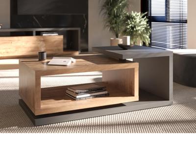 Salontafel BOTSWANA rechthoekig 120 cm antraciet/ribbec eikenhout Salontafel BOTSWANA rechthoekig 120 cm antraciet/ribbec eikenhout