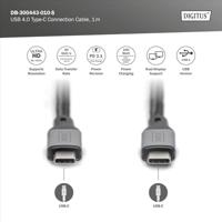 DIGITUS USB-C aansluitkabel - USB 4.0 - Power Delivery 3.0-20 Gbit/s - 4k/60Hz - 3m - Zwart - thumbnail