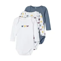 Name it 3-pack Rompertjes - Blue Bear - Biologisch katoen - lange mouw - thumbnail