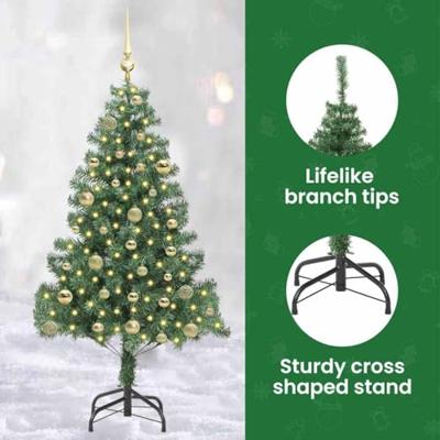 VidaXL Kerstboom met 150 led met standaard groen 150 cm pvc