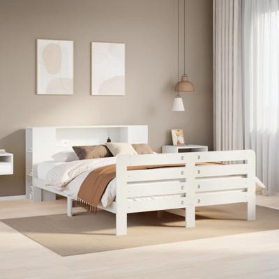 Bedframe zonder matras massief grenenhout wit 200x200 cm