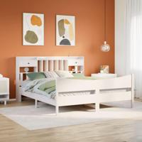 Bedframe zonder matras massief grenenhout wit 180x200 cm - thumbnail