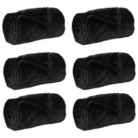 VidaXL Kleden 6 pcs zwart 240 x 270 cm fleece - thumbnail