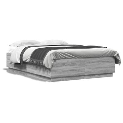Bedframe met LED-verlichting grijs sonoma eiken 180x200 cm - thumbnail