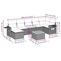 8-delige Loungeset met kussens poly rattan beige - thumbnail