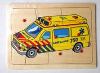 Playwood Houten noppenpuzzel ambulance, 9st. - thumbnail