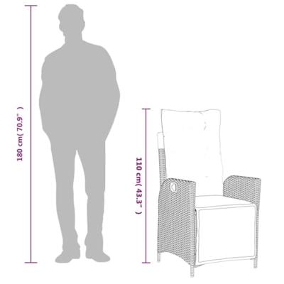 9-delige Tuinset met kussens poly rattan grijs