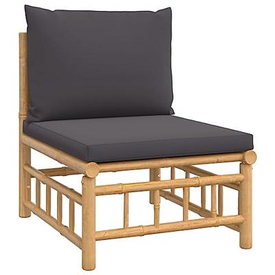 3-delige Loungeset met kussens bamboe donkergrijs - thumbnail