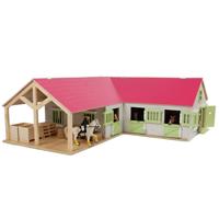 Kids Globe globe paardenhoekstal met 3 boxen en berging roze 1:24 - thumbnail