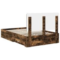 Bedframe met hoofdeinde Gerookt eiken 120 x 190 cm Bewerkt hout - thumbnail