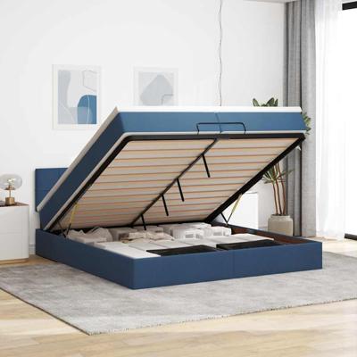 Ottoman bed met matras 200x200 cm stof blauw