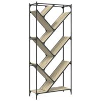 Boekenkast 79x30x180 cm bewerkt hout en metaal sonoma eiken - thumbnail