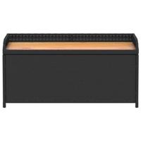 Opbergbankje 100x50x52 cm poly rattan en acaciahout zwart - thumbnail