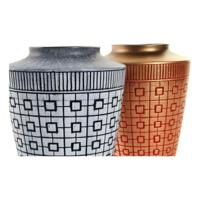 Vaas DKD Home Decor 8424001822065 Blauw Rood Hars Gouden Orientaals 17 x 17 x 20 cm (2 Stuks) - thumbnail