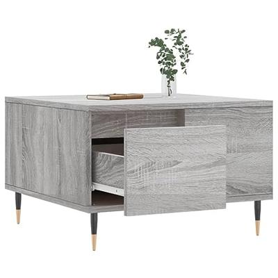 Salontafel 55x55x36,5 cm bewerkt hout grijs sonoma eikenkleurig Salontafel 55x55x36,5 cm bewerkt hout grijs sonoma eikenkleurig