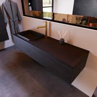 Badkamermeubelset Mondiaz Erin 150 cm met 1 Lade met RIDGE Wastafel Links Urban met 1 kraangat Greeploos Mat Antracite - thumbnail