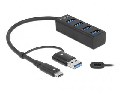 DeLOCK 4-poorts USB 3.2 Gen 1 hub met USB Type-C of USB Type-A aansluiting usb-hub