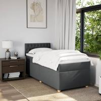Boxspring met matras stof donkergrijs 90x200 cm - thumbnail
