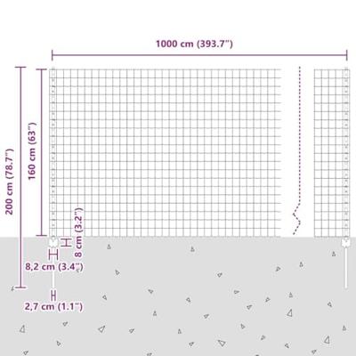 VidaXL Hek met paal groen 1,6 x 10 m staal en pvc