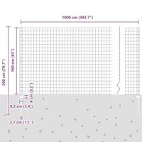 VidaXL Hek met paal groen 1,6 x 10 m staal en pvc - thumbnail
